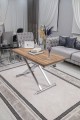 Home Üst Tabla MDF Urartu Oval Köşe Alt Ayak Krom Kaplama Akıllı Sehpa