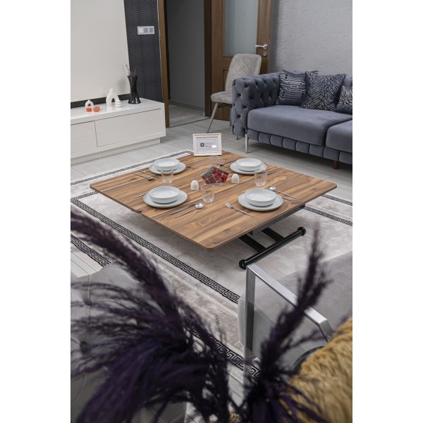 Home Üst Tabla Mdf Urartu Oval Köşe Alt Ayak Siyah Renk