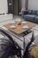 Home Üst Tabla Mdf Urartu Oval Köşe Alt Ayak Siyah Renk