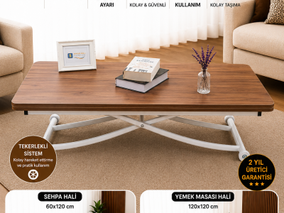 Juppo Üst Tabla Mdf Ceviz Oval Köşe Alt Ayak Yuvarlak Beyaz İçe Kıvrım