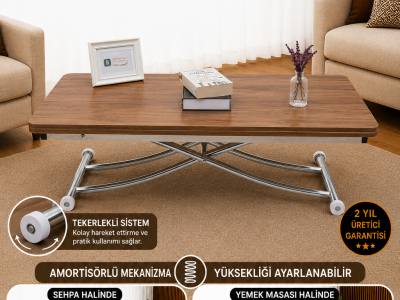Juppo Üst Tabla Mdf Ceviz Oval Köşe Alt Ayak Yuvarlak Krom Kaplama İçe Kıvrım