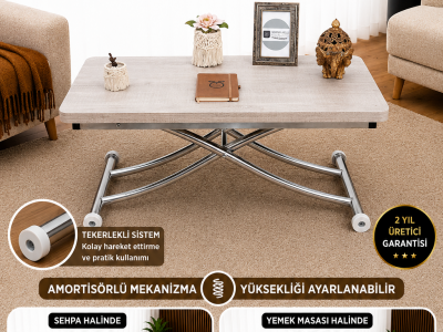 Mini Juppo İçe K Akıllı Sehpa Üst Tabla Mdf Lizbon Oval Köşe Alt Krom Kaplama