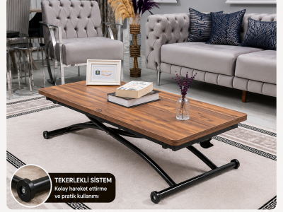 Home Üst Tabla Mdf Urartu Oval Köşe Alt Ayak Siyah Renk