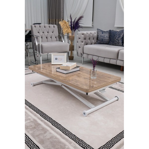 Home Üst Tabla Mdf Antiklayt Oval Köşe Alt Ayak Beyaz Renk