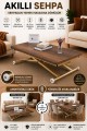 Home Barok Koyu Ceviz MDF Tabla Gold Kaplama Ayaklı Oval Köşe Akıllı Sehpa