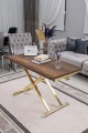 Home Barok Koyu Ceviz MDF Tabla Gold Kaplama Ayaklı Oval Köşe Akıllı Sehpa