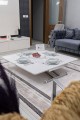 Home Beyaz MDF Oval Köşe Krom Kaplama Ayaklı Akıllı Sehpa Modern Tasarım