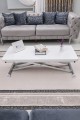 Home Beyaz MDF Oval Köşe Krom Kaplama Ayaklı Akıllı Sehpa Modern Tasarım