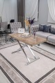 Home Antiklayt MDF Üst Tabla Krom Kaplama Ayaklı Oval Köşe Akıllı Sehpa