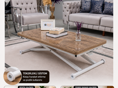 Home Üst Tabla Mdf Antiklayt Oval Köşe Alt Ayak Beyaz Renk