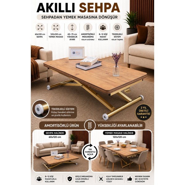Home Üst Tabla Mdf EfesÇam Oval Köşe Alt Ayak Gold Kaplama