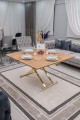 Home Üst Tabla Mdf EfesÇam Oval Köşe Alt Ayak Gold Kaplama