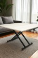 Siyah ayaklı, oval köşe MDF traverten üst tablalı modern masa
