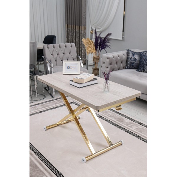Home Üst Tabla Mdf Lizbon Oval Köşe Alt Ayak Gold Kaplama