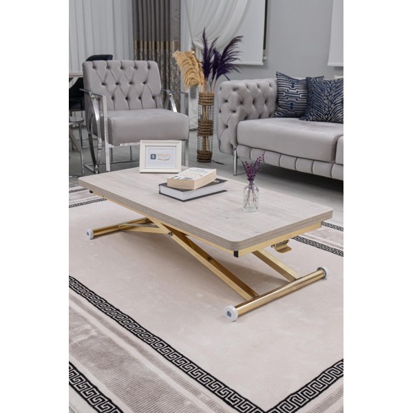 Home Üst Tabla Mdf Lizbon Oval Köşe Alt Ayak Gold Kaplama