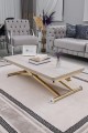 Home Üst Tabla Mdf Lizbon Oval Köşe Alt Ayak Gold Kaplama
