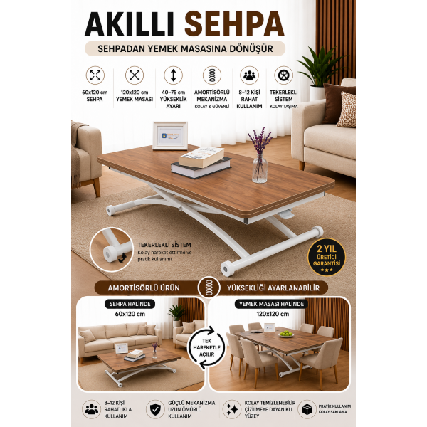 Juppo Üst Tabla Mdf Ceviz Oval Köşe Alt Ayak Yuvarlak Beyaz Dışa Kıvrım