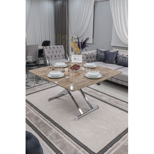 Home Üst Tabla Mdf Antiklayt Oval Köşe Alt Ayak Krom Kaplama