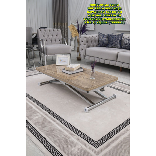 Home Üst Tabla Mdf Antiklayt Oval Köşe Alt Ayak Krom Kaplama