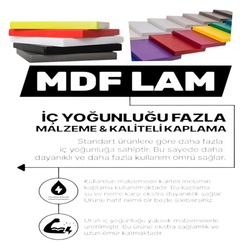Marbella Zigon Sehpa Mdf Tabla Alt Mekanizma Demir Siyah Renk