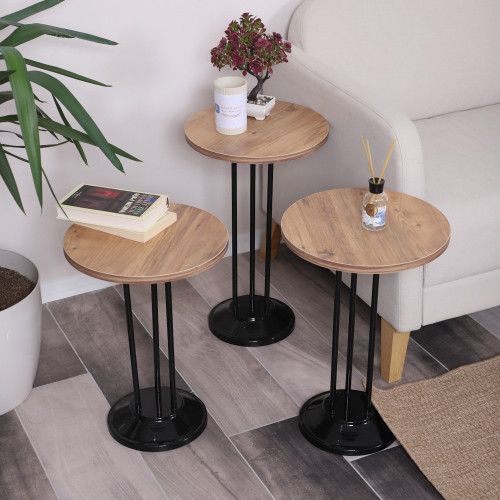 Marbella Zigon Sehpa Mdf Tabla Efesçam Alt Mekanizma Demir Siyah Renk