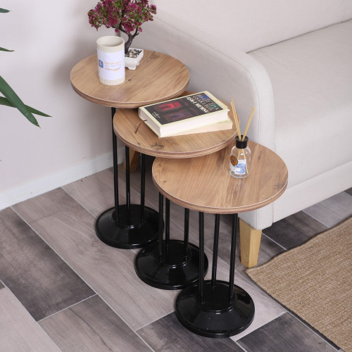 Marbella Zigon Sehpa Mdf Tabla Efesçam Alt Mekanizma Demir Siyah Renk