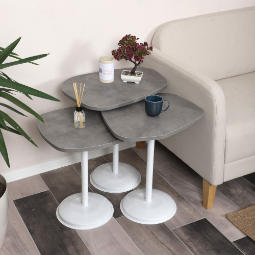 SilvaVera Zigon Sehpa Mdf Tabla Retro Gümüş Alt Mekanizma Demir Beyaz Renk