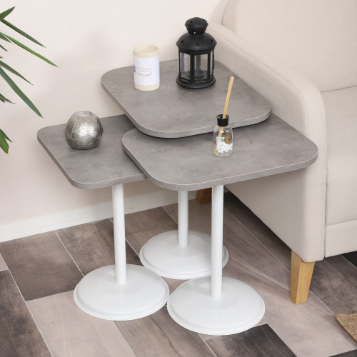 Vertino Zigon Sehpa Mdf Tabla Retro Gümüş Alt Mekanizma Demir Beyaz Renk