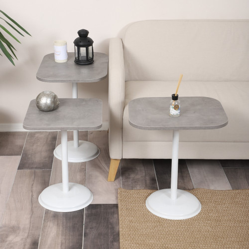 Vertino Zigon Sehpa Mdf Tabla Retro Gümüş Alt Mekanizma Demir Beyaz Renk