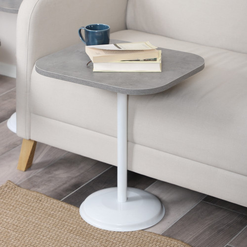 Vertino Zigon Sehpa Mdf Tabla Retro Gümüş Alt Mekanizma Demir Beyaz Renk