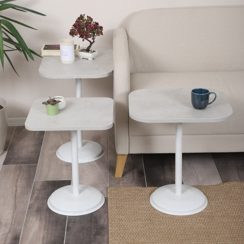 Vertino Zigon Sehpa Mdf Tabla Retro Taş Alt Mekanizma Demir Beyaz Renk
