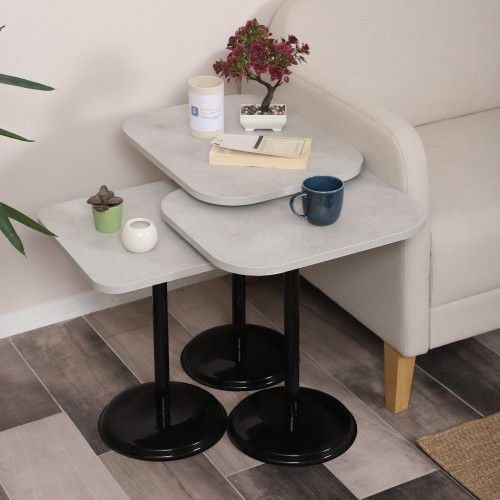 Vertino Zigon Sehpa Mdf Tabla Retro Taş Alt Mekanizma Demir Siyah Renk