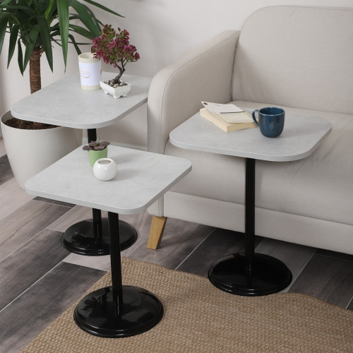 Vertino Zigon Sehpa Mdf Tabla Retro Taş Alt Mekanizma Demir Siyah Renk